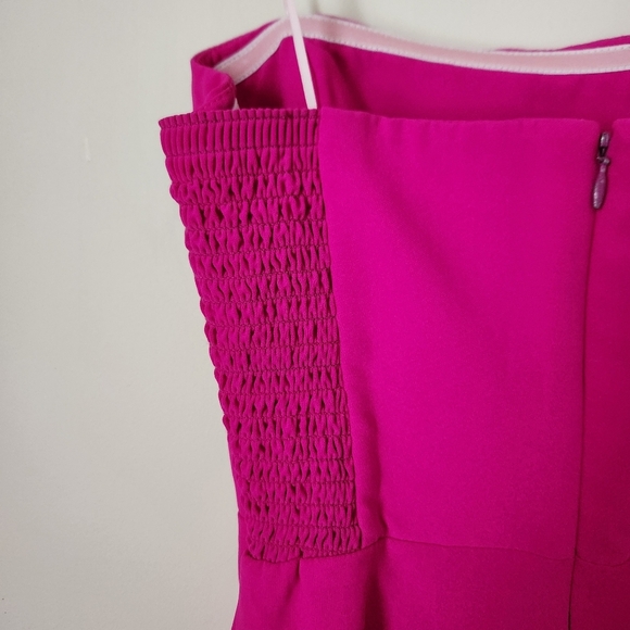 Amanda Uprichard | Mandy Strapless Side Slit Midi Dress in Hot Pink - Size S - Picture 8 of 11